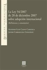 La Ley 54/2007 de 28 de diciembre de 2007 sobre adopción internacional. 9788498363678